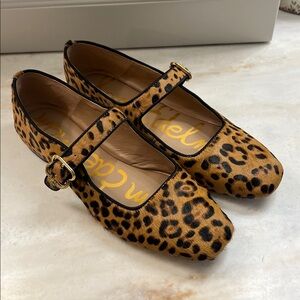 Sam Edelman Michaela Mary Jane Flat in leopard brahma hair leather